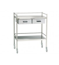 INSTRUMENT TROLLEY STAINLESS STEEL WITH TWO DRAW QMED PAKISTAN
